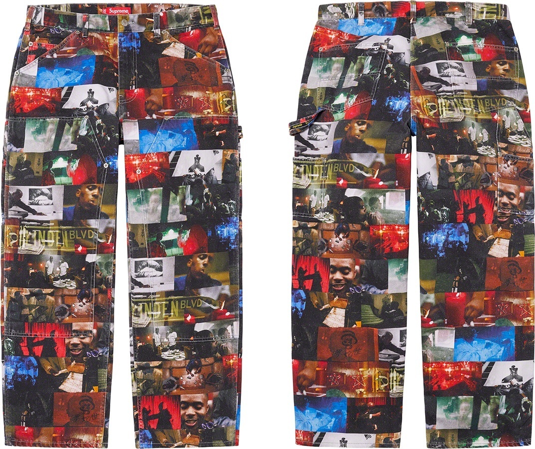 Nas and DMX Collage Double Knee Denim Painter Pant
